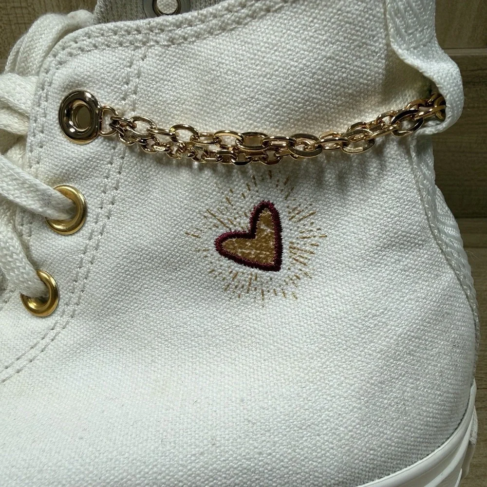 Converse Chuck Taylor High Platform Valentines Day 2023 Gold Chain Women's SZ 6